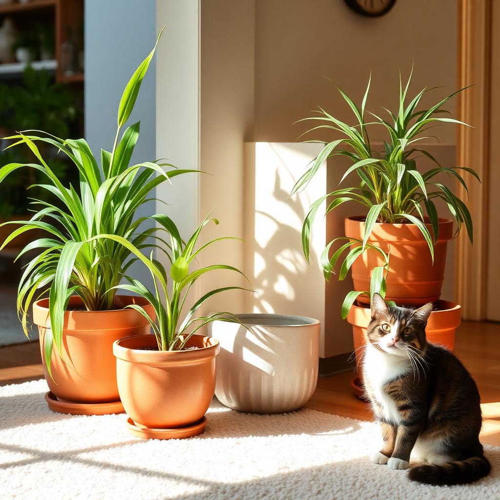 Lush collection of indoor plants in terracotta pots on a wooden shelf